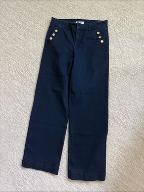 Nine West Navy Wide-Leg Jeans with Gold Buttons 8 29